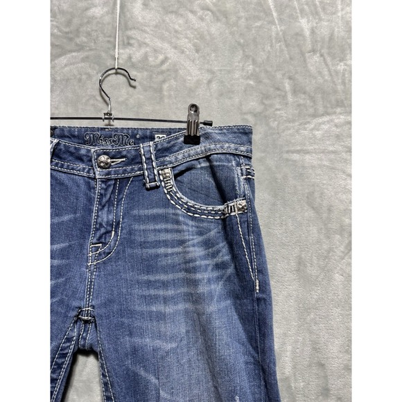 Miss Me Easy Capri Blue Women's Size‎ 29 Y2K Bedazzled Rhinestone Embellished - Picture 8 of 13